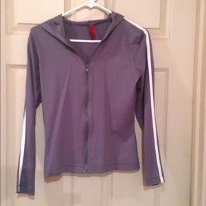 Gray and White Active Wear Hoodie.